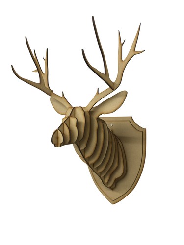 Large small wooden deer head - small,
