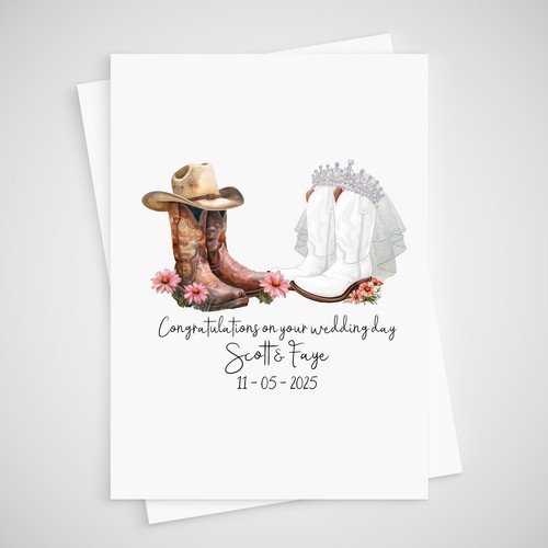 Cowboy wedding card - wedding,