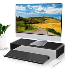 Black Monitor Riser 50lb 3.5in Height Improve Sitting Posture Reduces Neck E NEW