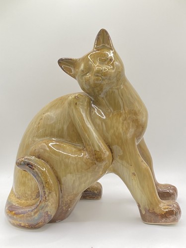 Pottery cat ornament figurine - ornament,
