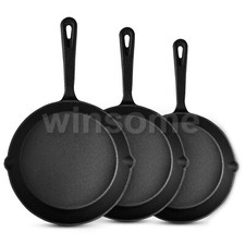Cast Iron Skillet Frying Pan Pre Seasoned Oven Safe Grill Cookware Griddle Pan