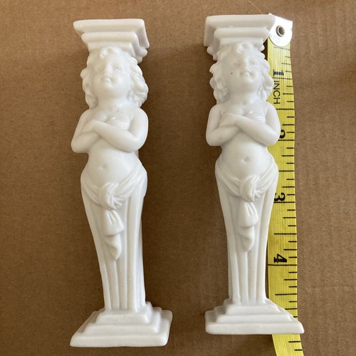 Vintage bisque cake pillars - bisque, x2