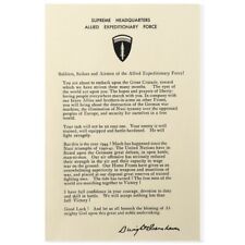 Authentic Reproduction US WW2 President Eisenhower D-Day letter- WW2 Memorabilia