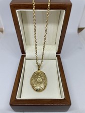 New 9CT Gold Filled  Oval  Locket Necklace Pendant with   20'' Chain