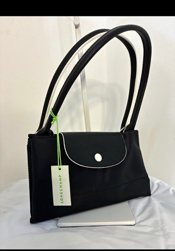 Longchamp black nylon - black, leather