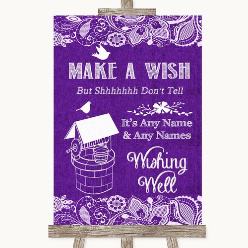 Purple burlap lace wishing - purple, &
