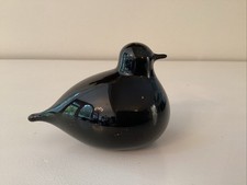 Oiva Toikka Iittala Finland Handblown Art Glass Bird Pulmu Or Snow Bunting Black