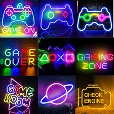 Game Button Icon Atmosphere Neon Playstation Sign Light LED Wall Night Lamp USB