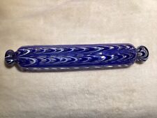 Antique Nailsea Blue & White Glass Rolling Pin