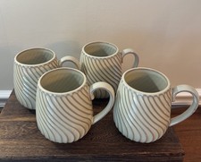 SET OF 4 Portmeirion Cafe Collection Latte 4 5/8 " Coffee Mug 16oz, SWIRL DESIGN