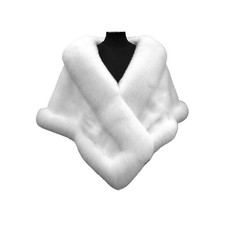 Women Luxury Fluffy Faux Fur Shawl Bridal Wedding Evening Cape Warm Stole Shrug*