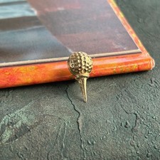 Hallmarked 9CT 375 Yellow Gold Tie Tack Pin Lapel Badge Golf Ball Tee Theme