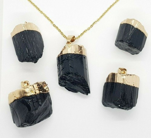 Black tourmaline necklace - black,