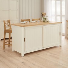 Marbury Cream Painted Kitchen Island Counter with Breakfast Bar Table Top (3 Sea