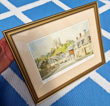 Vintage ' Corfe Castle Watercolour Print ' Signed Robin Davidson Framed ***