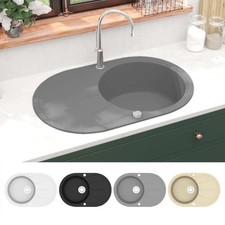 Granite Kitchen Sink Single Basin Oval Basket Strainer Multi Colours vidaXL
