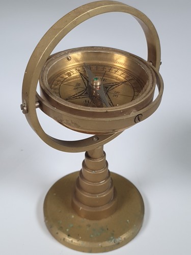 Vintage brass gimbal compass