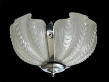Art Deco Clamshell Glass Ceiling Pendant Light Shade With Fittings