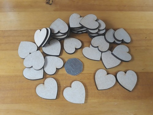 40x wooden heart shapes - 40x, laser
