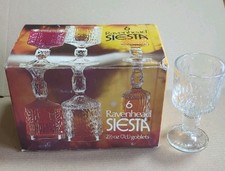 6 x Retro Vintage Ravenhead Siesta Frosted Ice Bark 10cm Sherry Glasses 1970’s