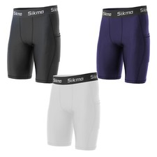 Sikma Men’s Compression Shorts Men Gym Running Shorts with Pockets Anti Chafing