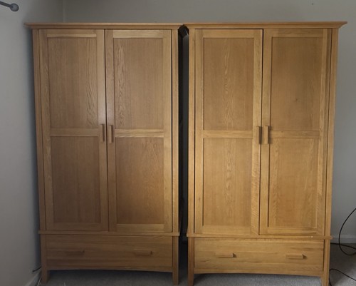 Solid oak double wardrobes - oak, –
