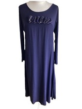 Out of Xile Navy/Purple Jersey Crepe Floaty Lagenlook Midi dress UK 12