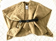 Zara Quilted Belted Poncho In