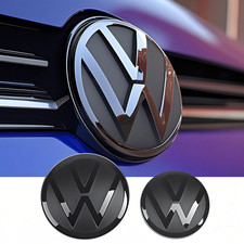 2x Black VW Badges Front &