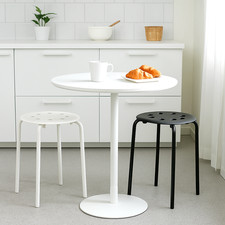 Stackable Round Stool Metal Legs Backless Design Home Office Work Indoor Outdoor