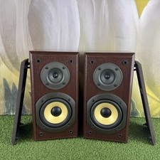 Vintage Technics SB-HD350 Bookshelf Speakers Mahogany Brown 60W 6 Ohm w/ Grills