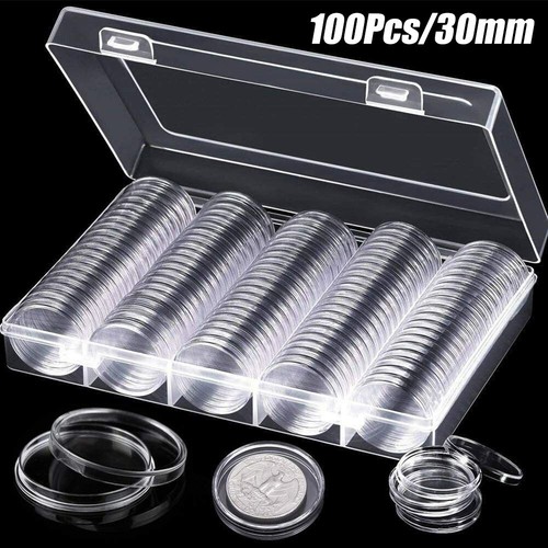 100x 30mm coin - 30mm, capsules