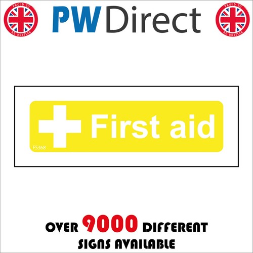 Sign first aid white - first, on