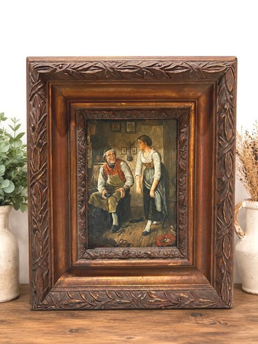 Antique victorian oil painting - victorian,