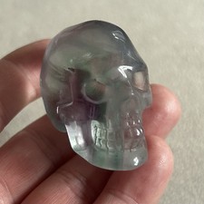 Fluorite Crystal Green/Purple Skull Carving 75g