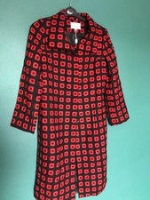 Michel Ambers Red & Black New Wool Trench Coat Long Jacket Ladies Size UK 10