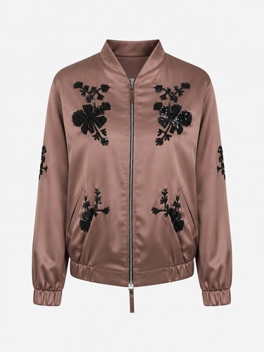 River island pink satin bomber - pink,