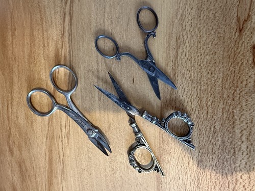Three pair antique - antique, scissors