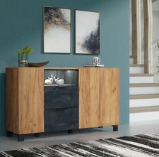 Sideboard Cabinet Oak & Black