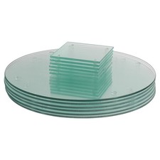 12pc Round Glass Placemats & Square Coasters Set 30cm Marble Table Mats