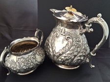 Ornate Antique / Vintage  Silverplated Teapot and Sugar Bowl - GORGEOUS