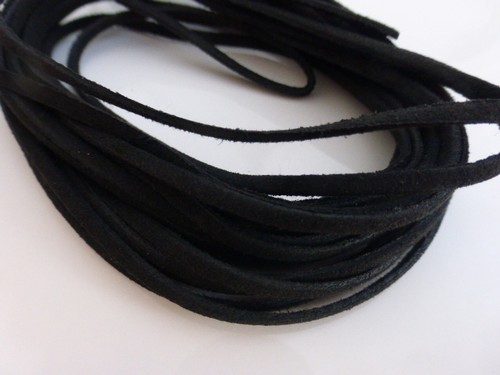 3mm black faux suede - 5m, cord