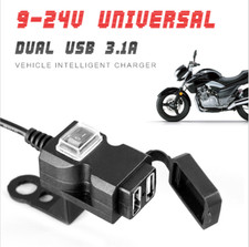 3.1A Motorcycle Phone Charger Power Adapter Socket Dual USB Ports Waterproof