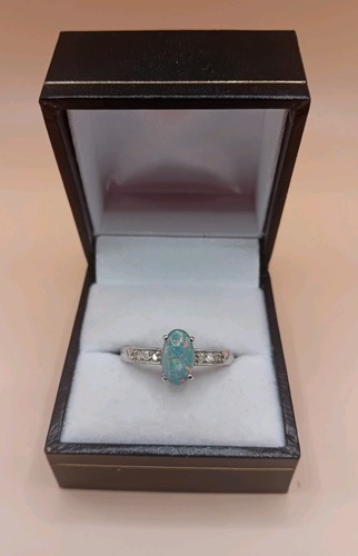 Opal and silver ring size - silver, ring,