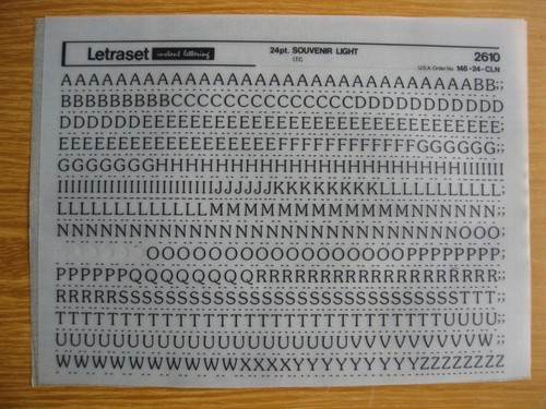 Sheet letraset upper - x,