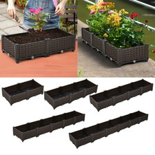 Rattan Effect Raised Garden Bed Plastic Planter Box Vegetables Flower Herb Pots