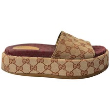Gucci Women's GG Supreme Platform Slides Beige EU 38 / UK 5