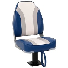 Foldable Boat Chair High Backrest Marine Fishing Yacht Seat Blue White vidaXL