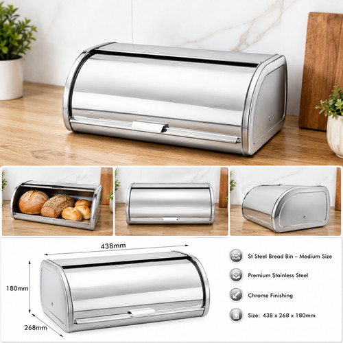 Stainless steel bread bin - steel,