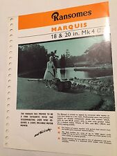RANSOMES Sims & Jefferies Marquis Mk4Mower 1960s/70 Rare Original Sales Brochure